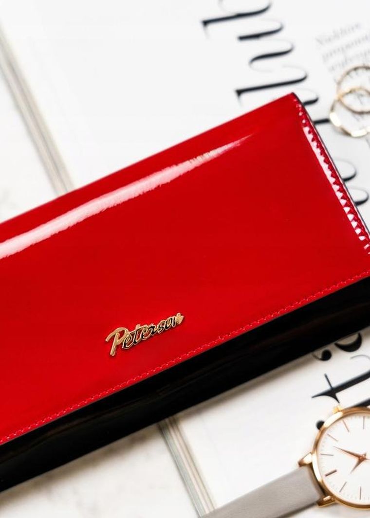 Portfel, czerwony, skórzany, Peterson