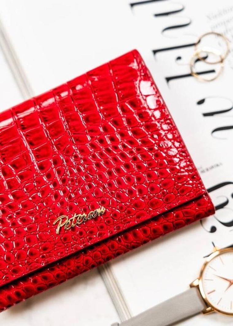 Portfel, czerwony, skórzany, Peterson
