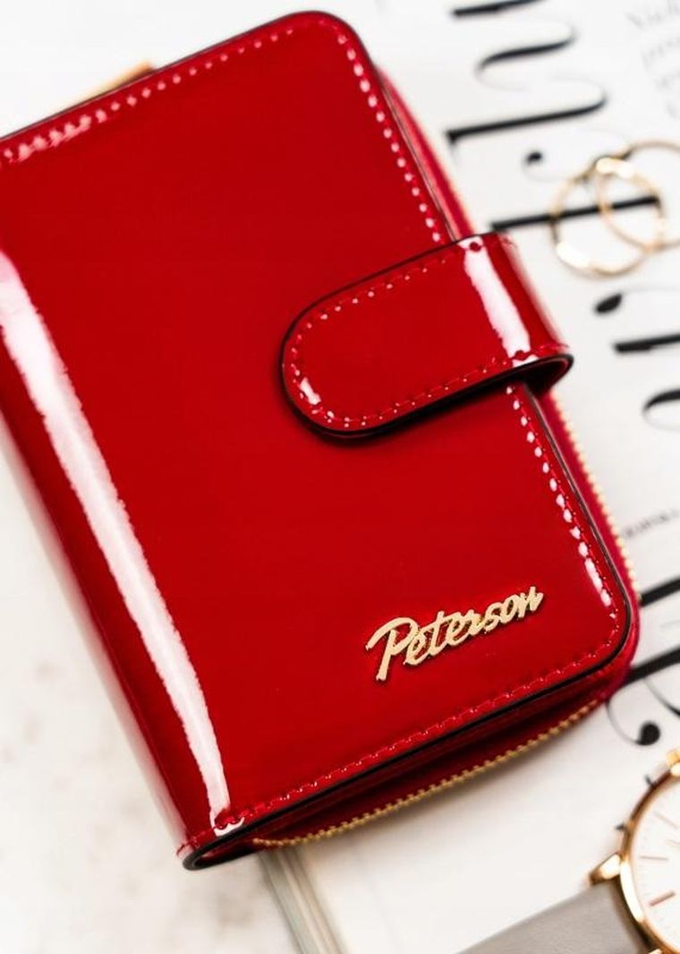 Portfel, czerwony, skórzany, Peterson