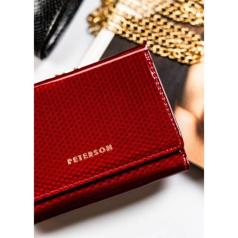 Portfel, czerwony, skórzany, Peterson