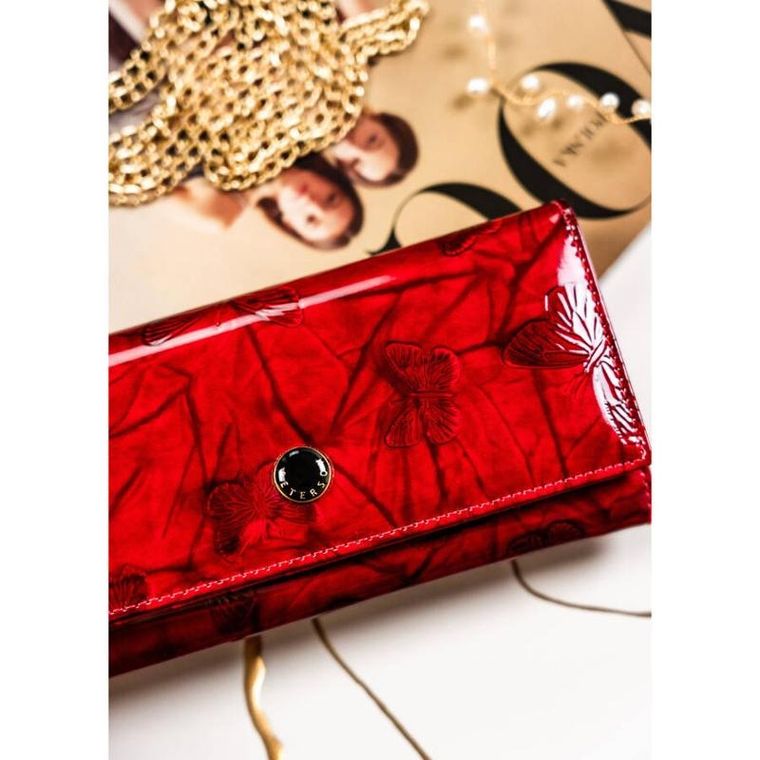 Portfel, czerwony, skórzany, Peterson