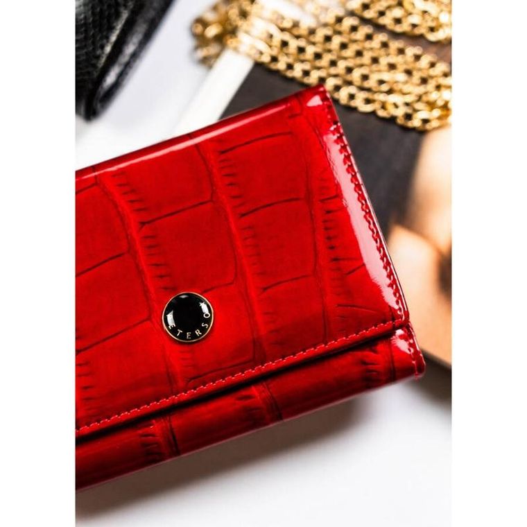 Portfel, czerwony, skórzany, Peterson