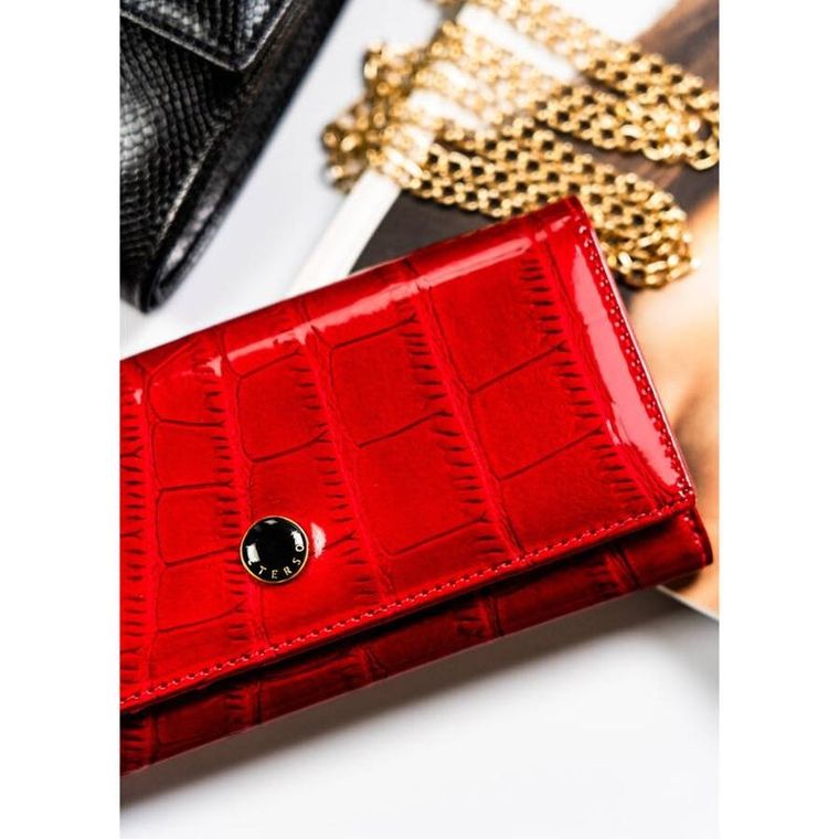 Portfel, czerwony, skórzany, Peterson