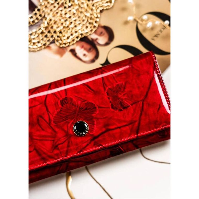 Portfel, czerwony, skórzany, Peterson