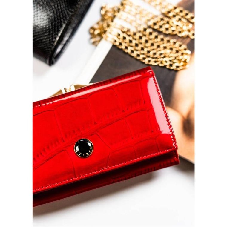 Portfel, czerwony, skórzany, Peterson