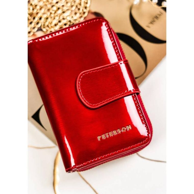 Portfel, czerwony, skórzany, Peterson