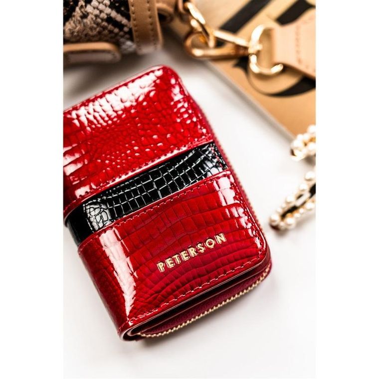 Portfel, czerwony, skórzany, Peterson