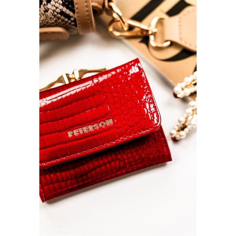 Portfel, czerwony, skórzany, Peterson