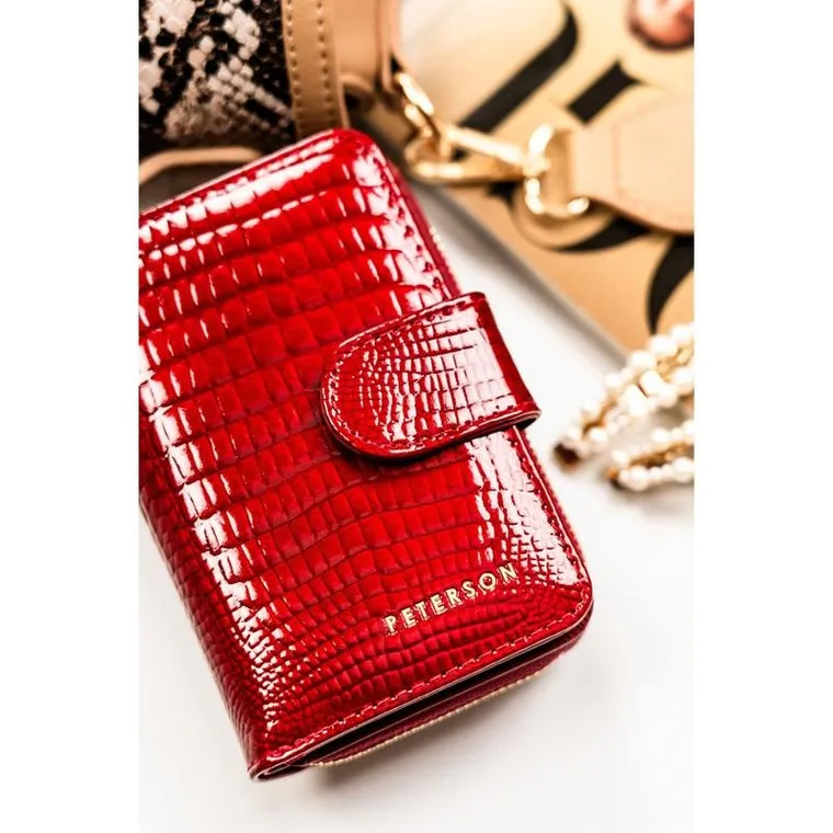 Portfel, czerwony, skórzany, Peterson