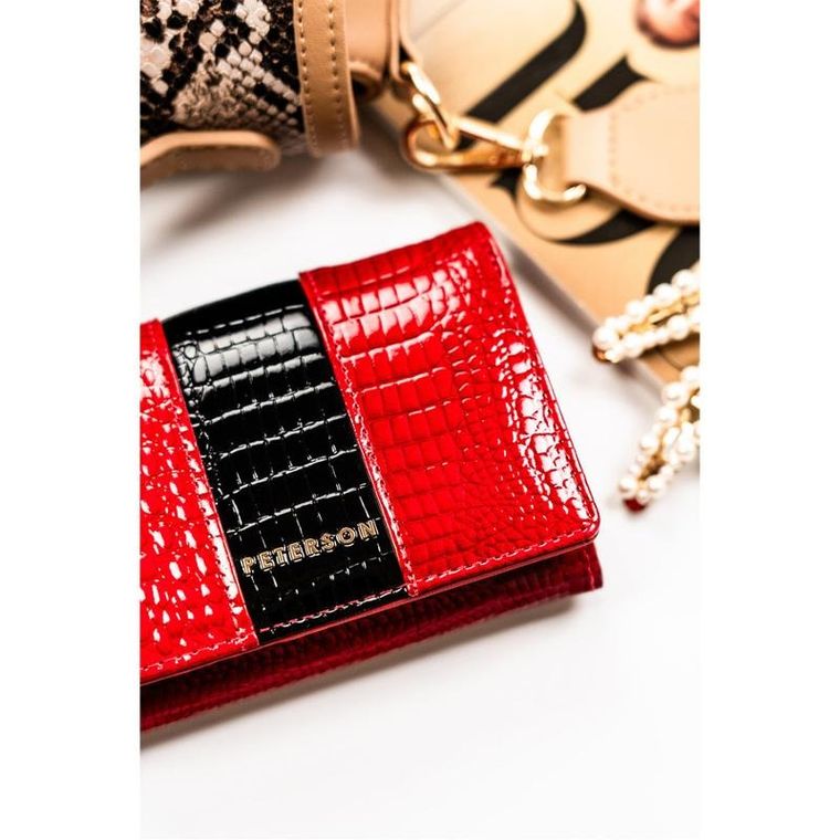 Portfel, czerwony, skórzany, Peterson