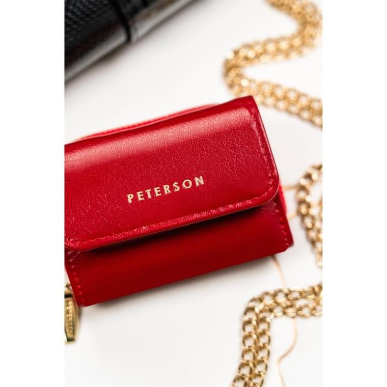 Portfel, czerwony, skórzany, Peterson