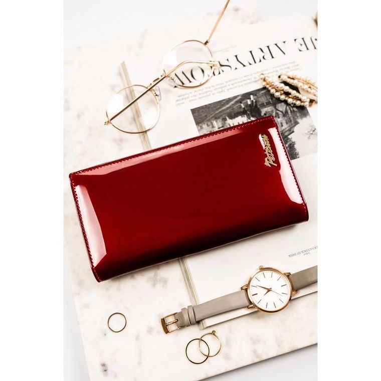 Portfel, czerwony, skórzany, Peterson