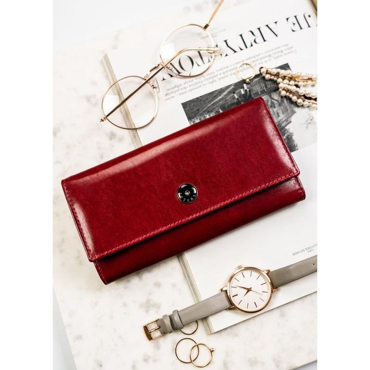 Portfel, czerwony, skórzany, Peterson