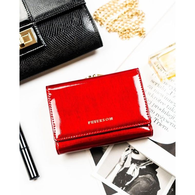 Portfel, czerwony, skórzany, Peterson