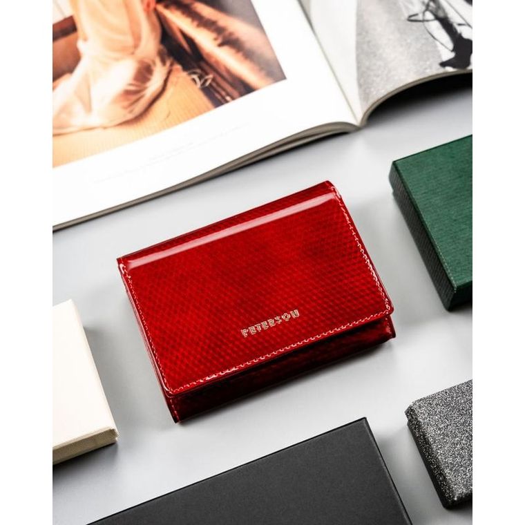 Portfel, czerwony, skórzany, Peterson