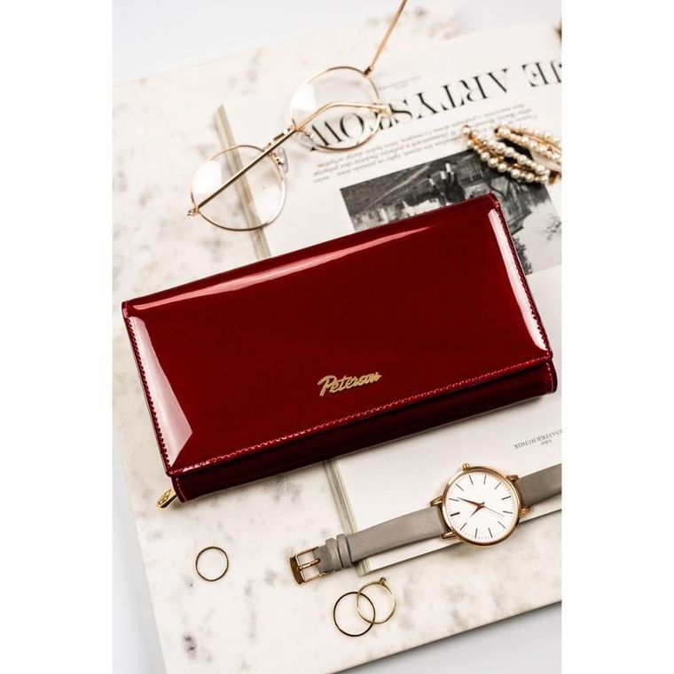 Portfel, czerwony, skórzany, Peterson