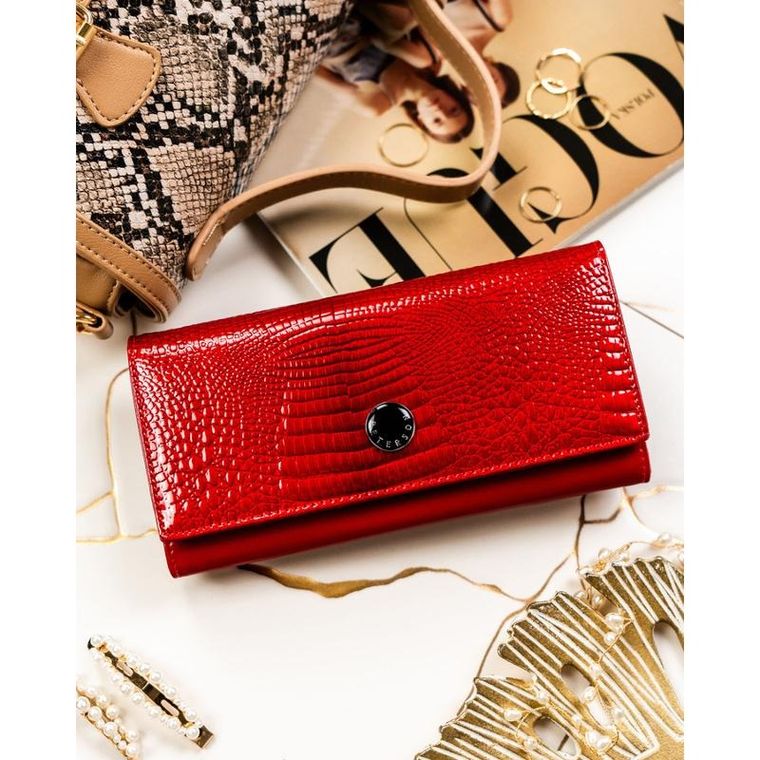 Portfel, czerwony, skórzany, Peterson