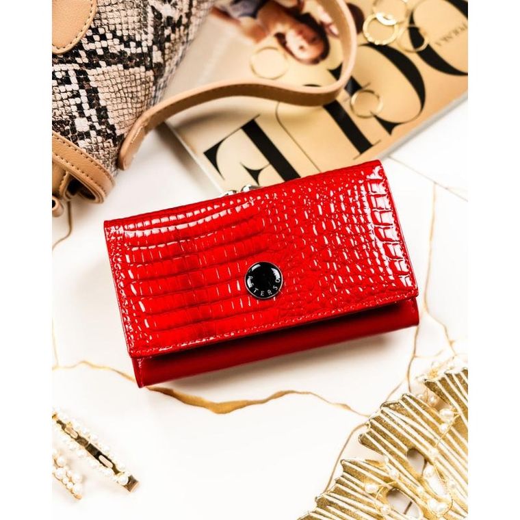 Portfel, czerwony, skórzany, Peterson