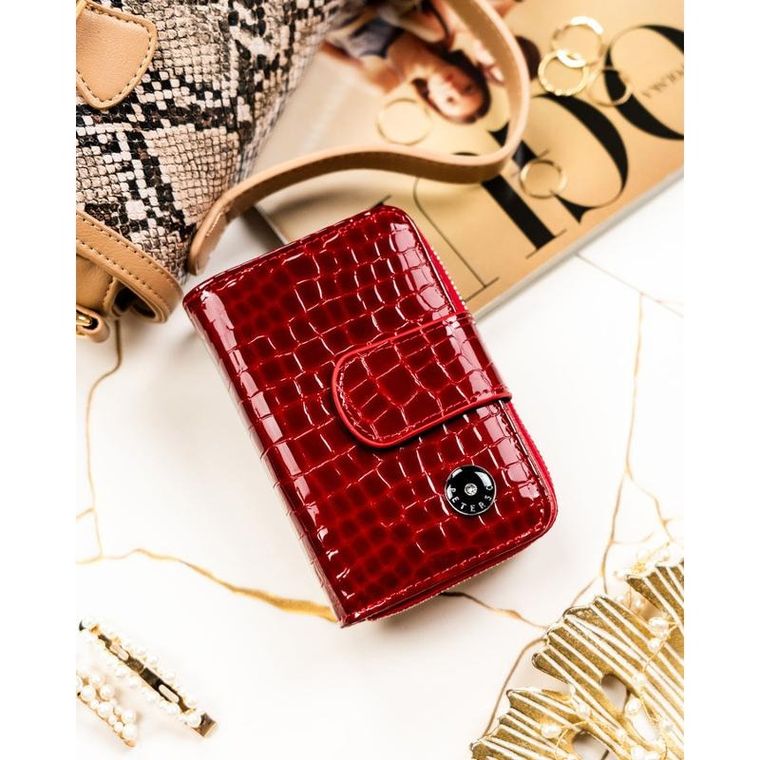 Portfel, czerwony, skórzany, Peterson