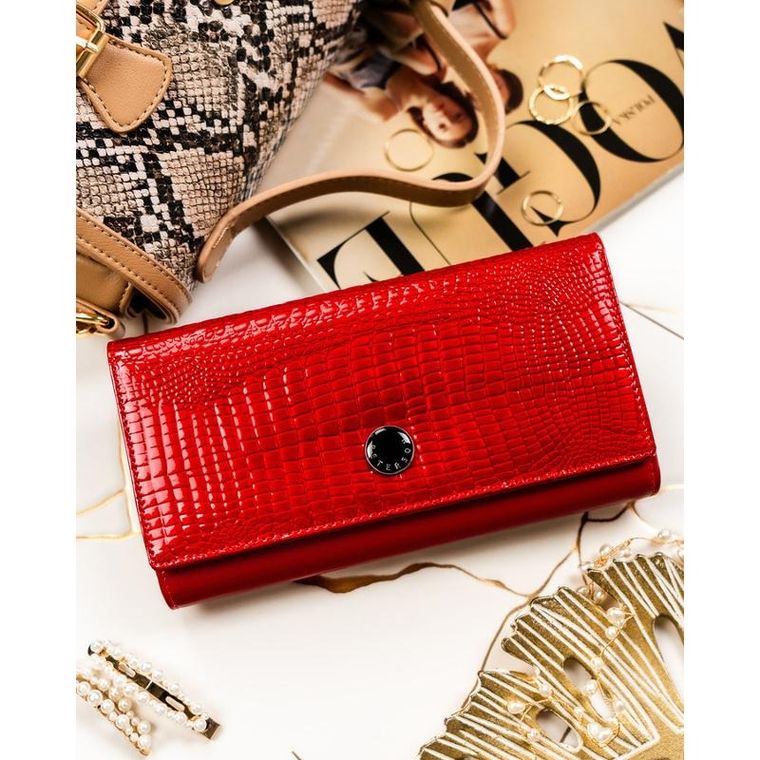 Portfel, czerwony, skórzany, Peterson