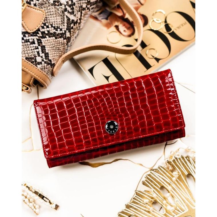 Portfel, czerwony, skórzany, Peterson