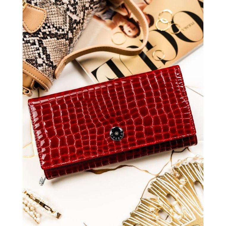 Portfel, czerwony, skórzany, Peterson