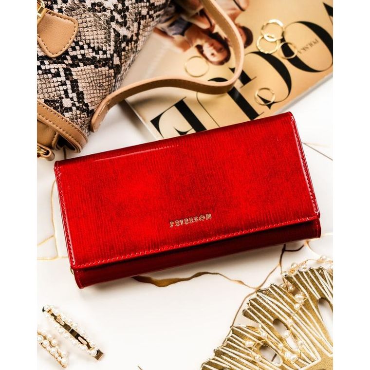 Portfel, czerwony, skórzany, Peterson