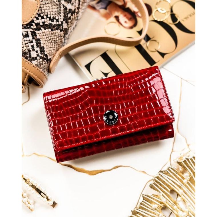 Portfel, czerwony, skórzany, Peterson