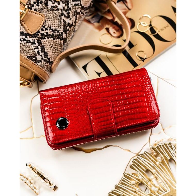 Portfel, czerwony, skórzany, Peterson