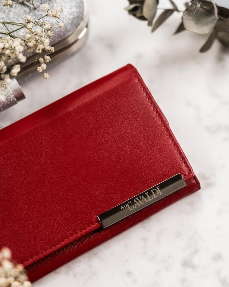 Portfel, czerwony, skórzany, RFID, Cavaldi