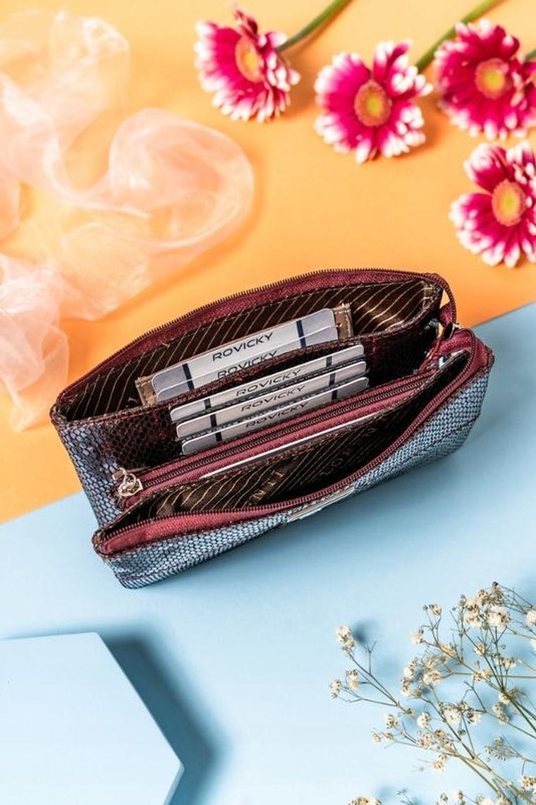 Portfel, czerwony, skórzany, RFID, Lorenti