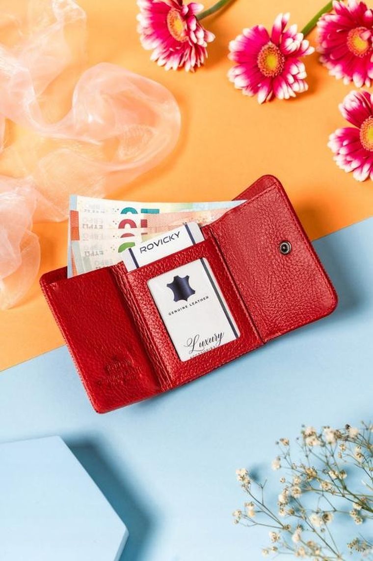 Portfel, czerwony, skórzany, RFID, Lorenti