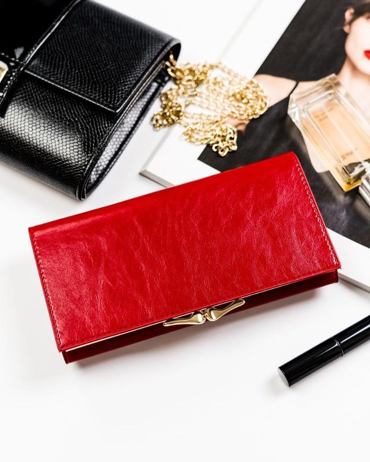 Portfel, czerwony, skórzany, RFID, Peterson