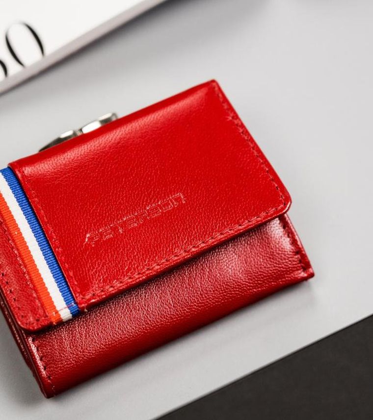 Portfel, czerwony, skórzany, RFID, Peterson