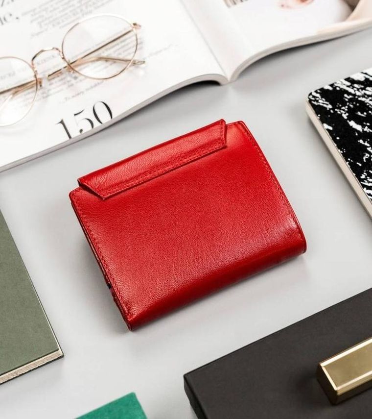 Portfel, czerwony, skórzany, RFID, Peterson