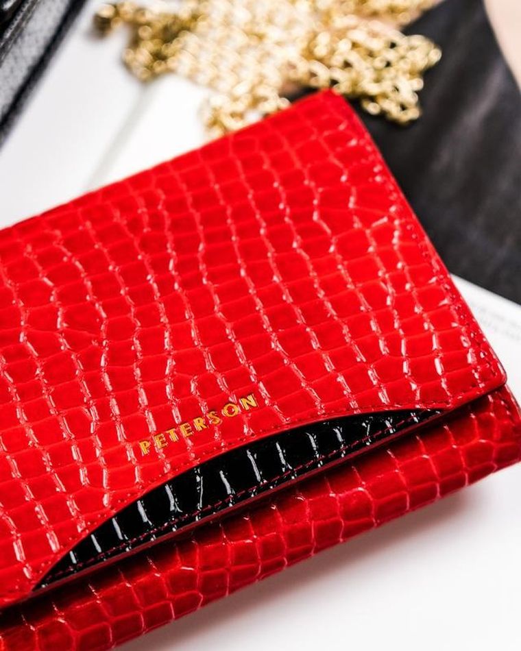 Portfel, czerwony, skórzany, RFID, Peterson