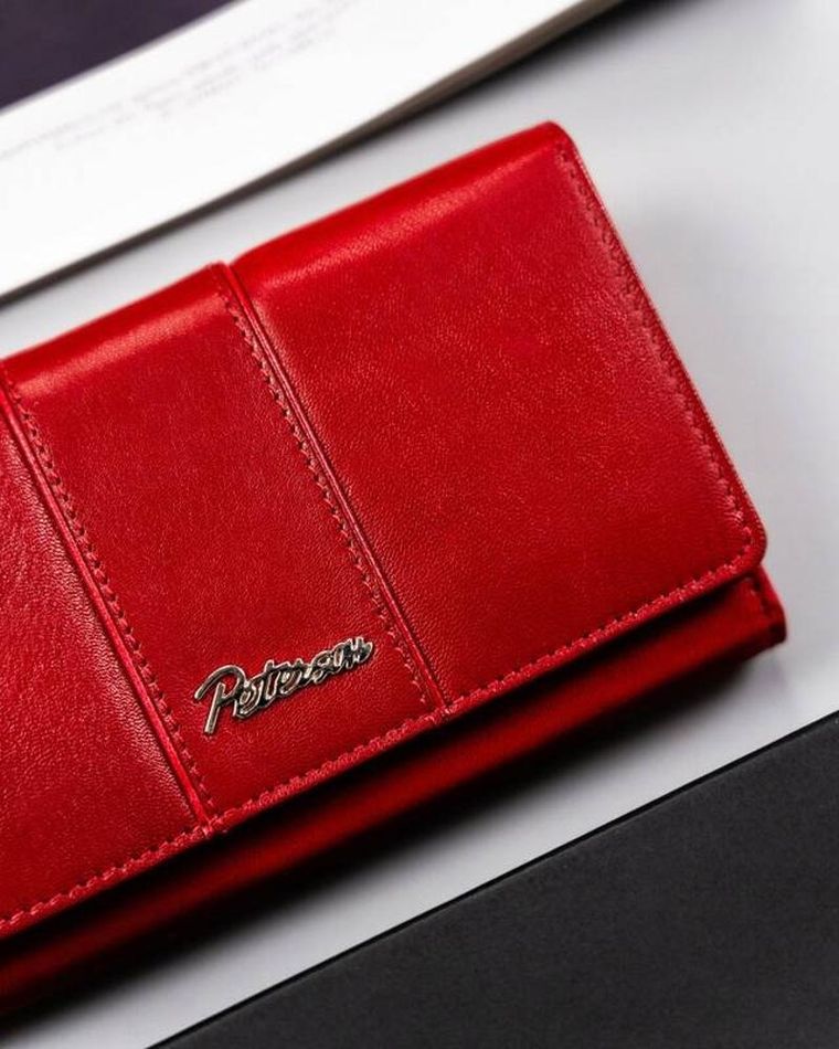 Portfel, czerwony, skórzany, RFID, Peterson