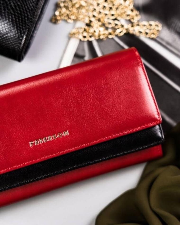 Portfel, czerwony, skórzany, RFID, Peterson