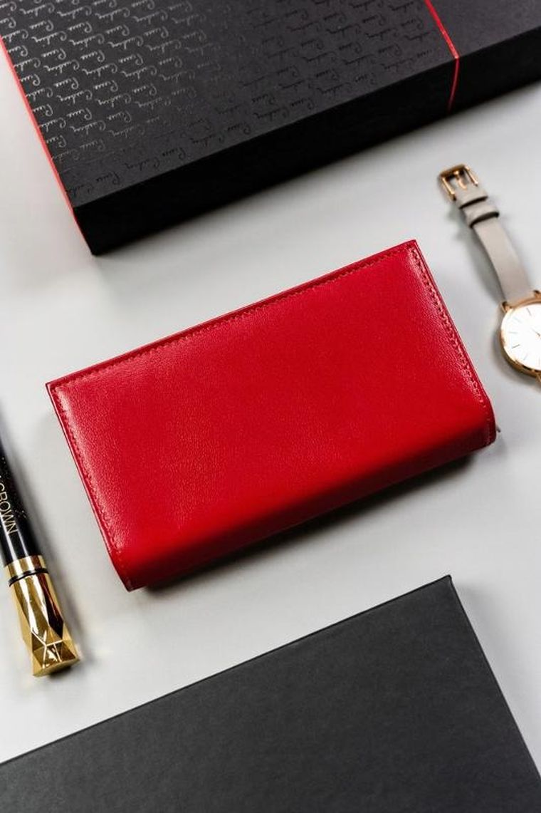 Portfel, czerwony, skórzany, RFID, Peterson