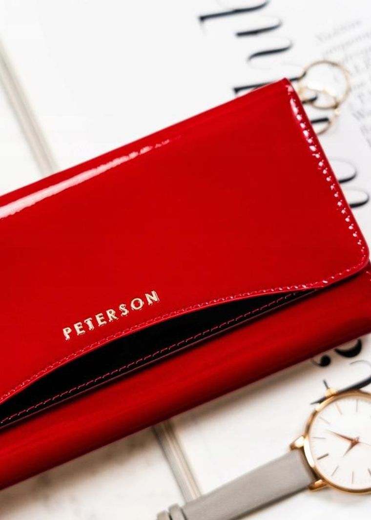Portfel, czerwony, skórzany, RFID, Peterson