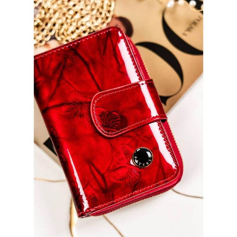 Portfel, czerwony, skórzany, RFID, Peterson