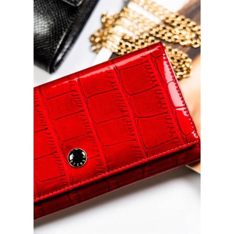 Portfel, czerwony, skórzany, RFID, Peterson