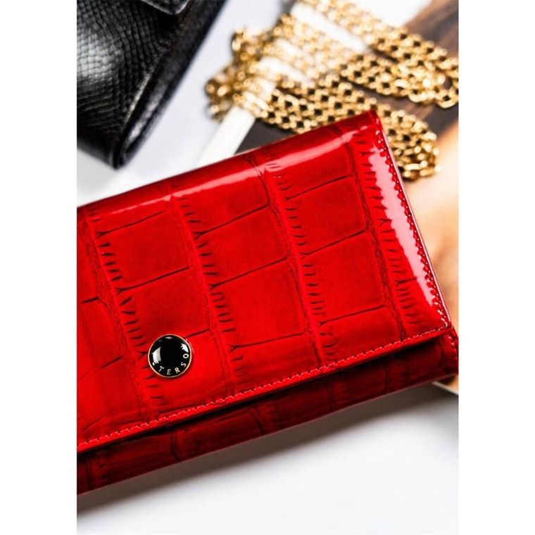 Portfel, czerwony, skórzany, RFID, Peterson