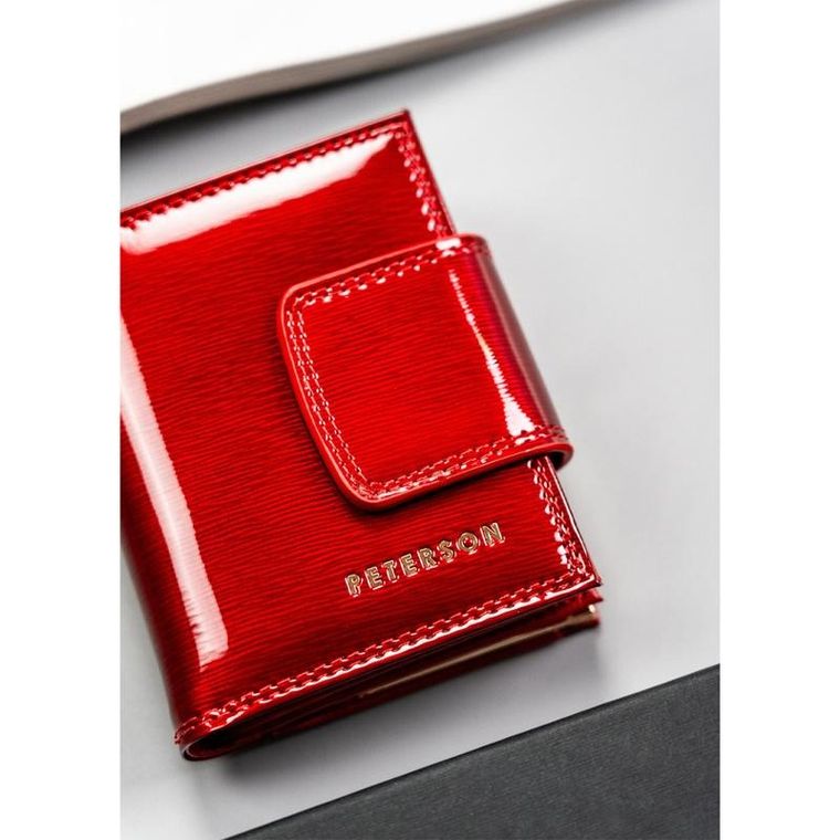 Portfel, czerwony, skórzany, RFID, Peterson