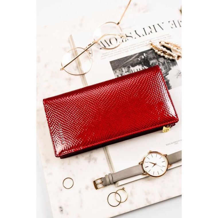 Portfel, czerwony, skórzany, RFID, Peterson