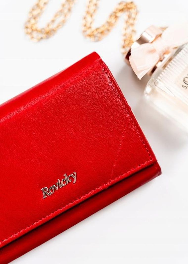 Portfel, czerwony, skórzany, RFID, Rovicky