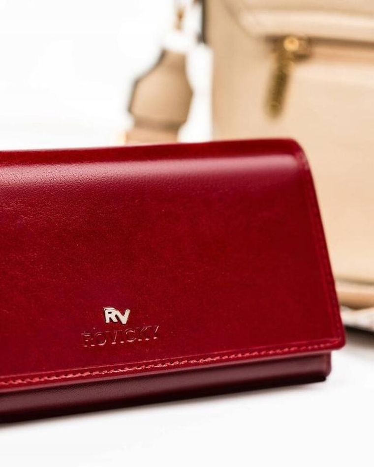 Portfel, czerwony, skórzany, RFID, Rovicky