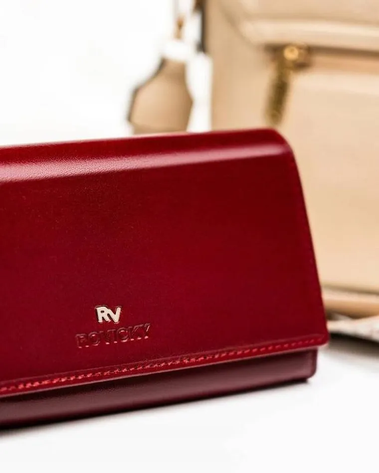 Portfel, czerwony, skórzany, RFID, Rovicky