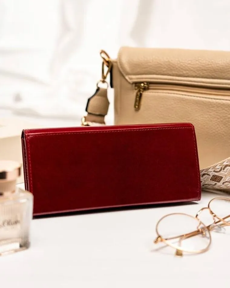 Portfel, czerwony, skórzany, RFID, Rovicky