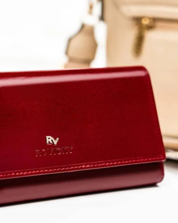 Portfel, czerwony, skórzany, RFID, Rovicky